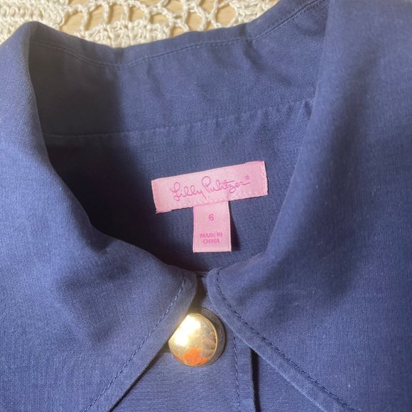 Lilly Pulitzers Girls 6 Years Navy Blue Blazer Boxy Collared Jacket - Picture 4 of 6